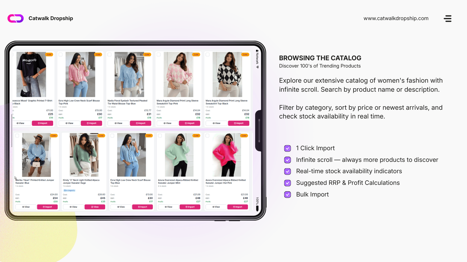 Browsing the Catwalk Dropship product catalog