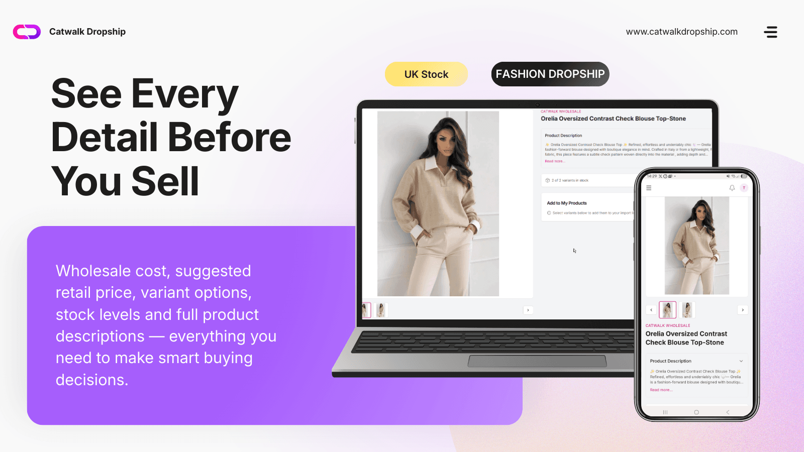 Product detail view showing pricing and variants